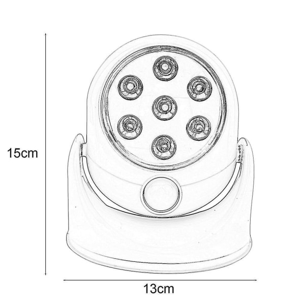 7led Rotationsrörelsesensor Nattljus Infraröd vägglampa