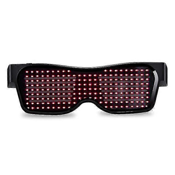 App-styrede Bluetooth LED Party Briller med Tilpassede Sprog, USB Opladning, Blinkende Lysende Briller til Jul, Koncert, Solbriller Red