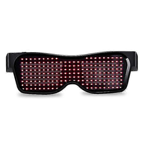 App-styrte Bluetooth LED-festbriller med tilpassede språk, USB-lading, blinkende lysende øyebriller, julekonsert-solbriller Red