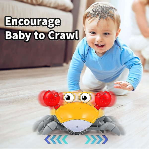 Sensing Crawling Crab, Tummy Time Baby Legetøj, Interaktivt Gående Dansende Legetøj Med Musik Og Lys, Sjov Fødselsdagsgave Til Småbørn, Drenge Og Piger, Us Orange