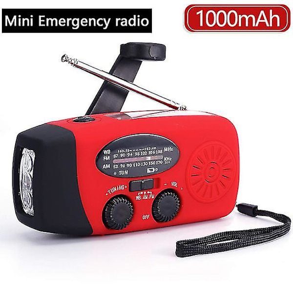 Ipx5 Vandtæt Autoscan Nødradio Solenergi Håndsvingbar Bærbar Am/fm Radio 2000/ Til Udendørs Med Lommelygte MINI Radio