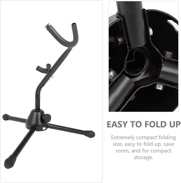 Saksofonstativ Altsaksofonholder Metall Sammenleggbar Ergonomisk Sammenleggbar Design Svart Bærbar