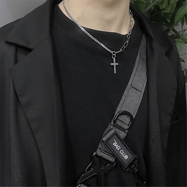 Ristiristiketju Kaulakoru Pitkä Versio Retro Cool Hip Hop Ommeltu Solisluuhun