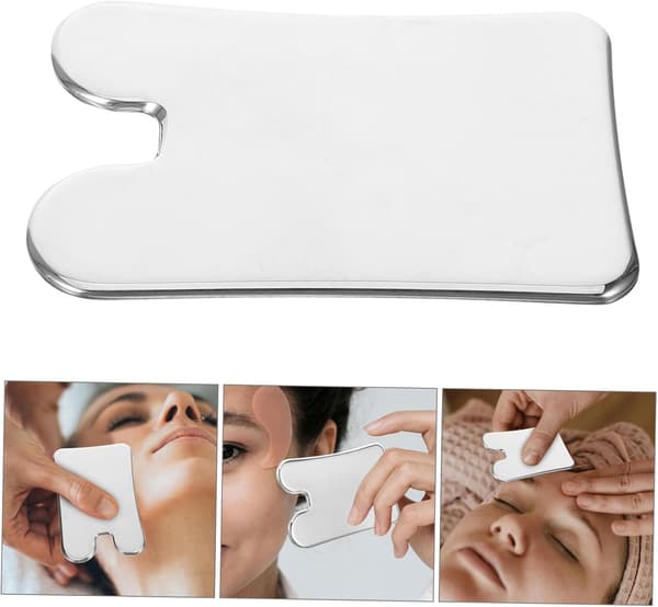 Skrabebord i rustfrit stål til ansigts Gua Sha massageværktøj Dobbelt hage reducer Ansigtskraber til ansigtsmassage