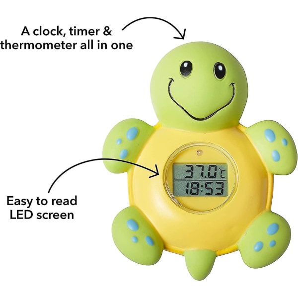 Badtermometer och Klocka, Sköldpadda (grön) (1st)