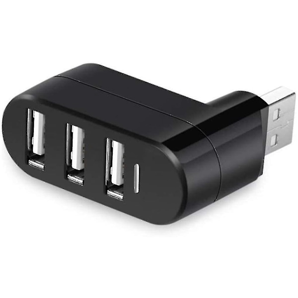 Kompakt Størrelse Højhastigheds Usb 2.0 Hub Sort Mini Usb 3 Ports Roterer Splitter