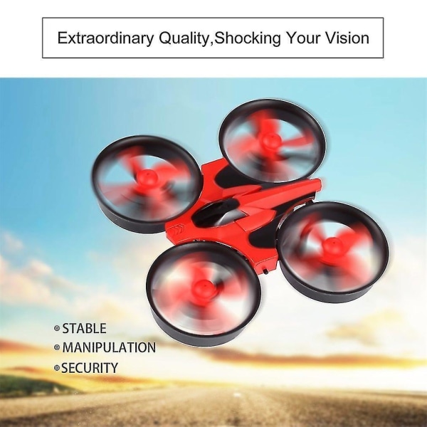 Röd Mini UFO Quadcopter Drone med LED-ljus