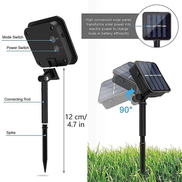 Solar String Lights LED Udendørs 2stk 20Led 5m Patio Have 8 Modes