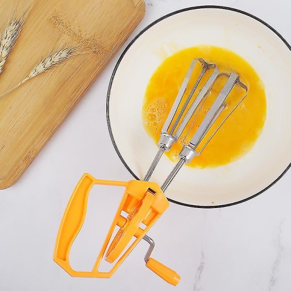 Håndmixer i rustfrit stål, manuel roterende æggepisker, mælkepisker, mælkeskummer, blender, køkkenredskab