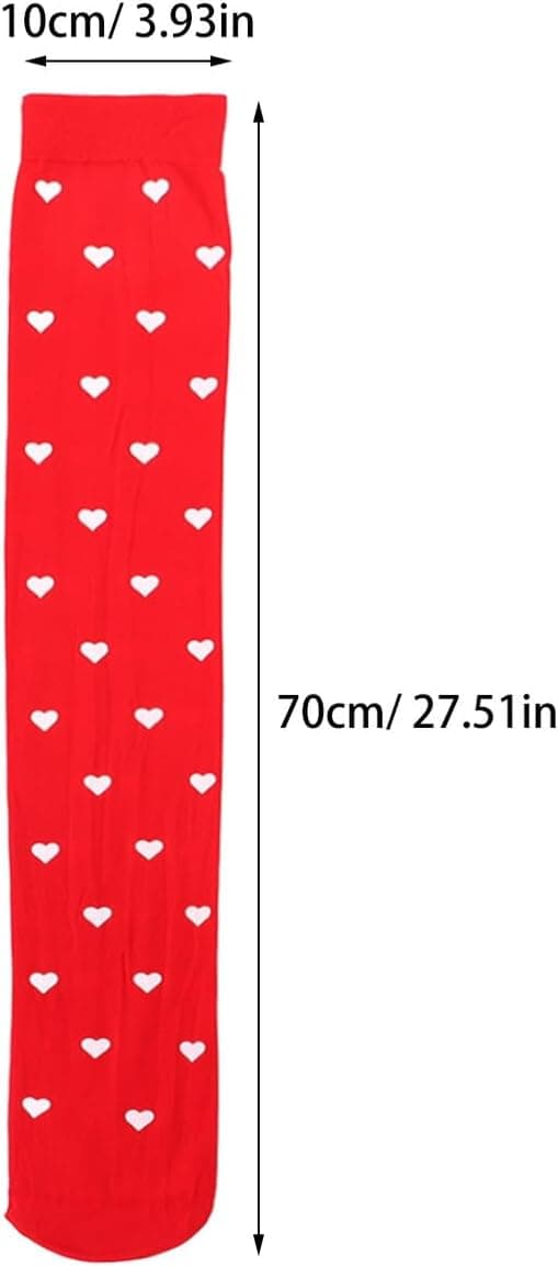 4 par strømper med hjerteprint knæhøje til kvinder, søde høje sokker til festkostume til temadage