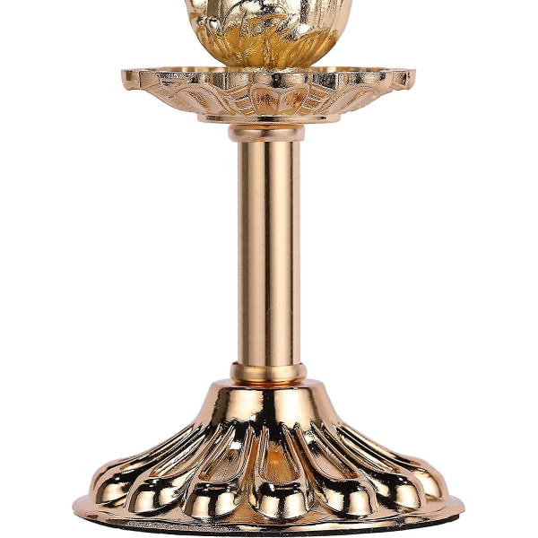 Kultainen kartiomainen kynttilänjalka, 2 Premium-kultaisen set , jossa on kaiverrettu ylellinen aulic design (kultainen kukka X 2)