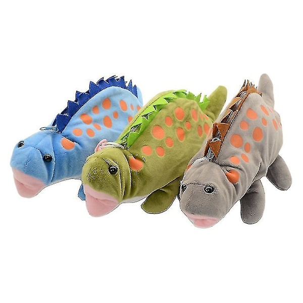 Dinosaur Pennafodral Plysch Stor Kapacitet Skolmaterial Djur Dinosaur Väska Blue