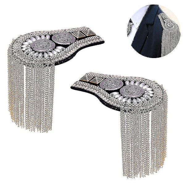 1 Par Tassel Link Kæde Epaulet Skulderbræt Badge Metal Franset
