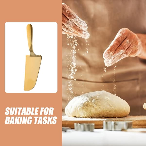 Tannet Pizzakakespade i Rustfritt Stål 11.8x3.9x0.8tommer Stilig Solid Gjenbrukbart Bakeverktøy