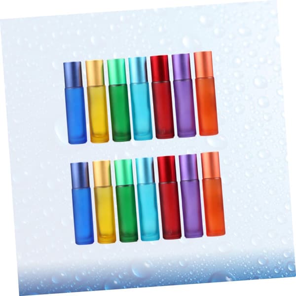 14st Färgglada Matta Tomma Parfymflaskor Blandade Glas Roll-on Behållare