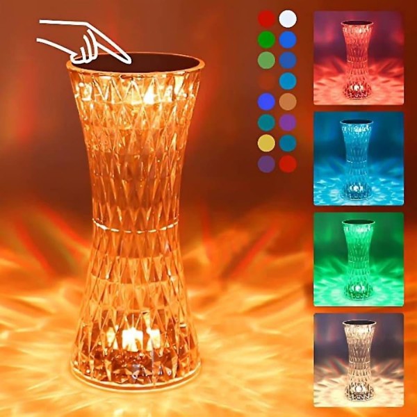 Crystal Lamp 16 Color Rgb Night Light Touch Romanttinen Led Rose