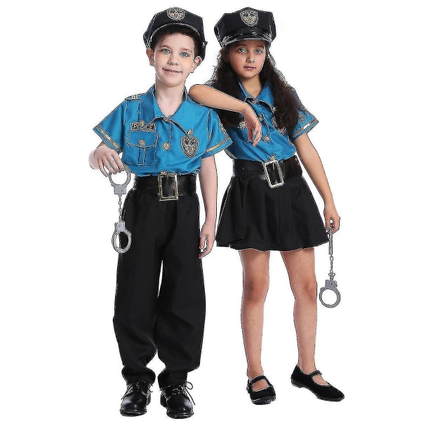 Kostyme for barn offiser-kostyme for gutter, jenter, politi-uniformsett S 104 to 116cm