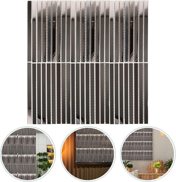 Sølv rustfritt stål speilfliser lang stripe mosaikk dekorativ veggflis bakplate