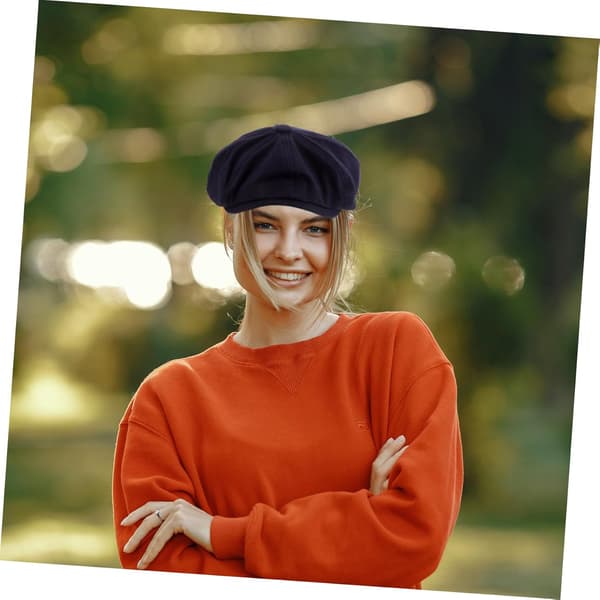 Fransk Beretthatt for kvinner Retro Malere Beret Cap Britisk Stil Dame Cap Tilbehør Mørkeblå