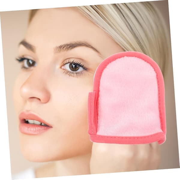 2 stk. ansigtsmakeup-rensehandsker med bløde mikrofiberhandsker, blå og pink
