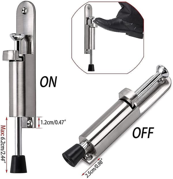 2 stk. Dørstopper Dørstøtte Stoppe Stainless Steel Dørstopper Med Gummi (sølv)