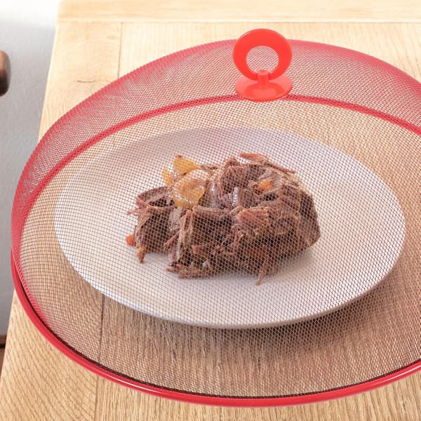 2 stk. matdeksler i rustfritt stål, nettingtelt, matbeskytter med enkelt utseende, solid design