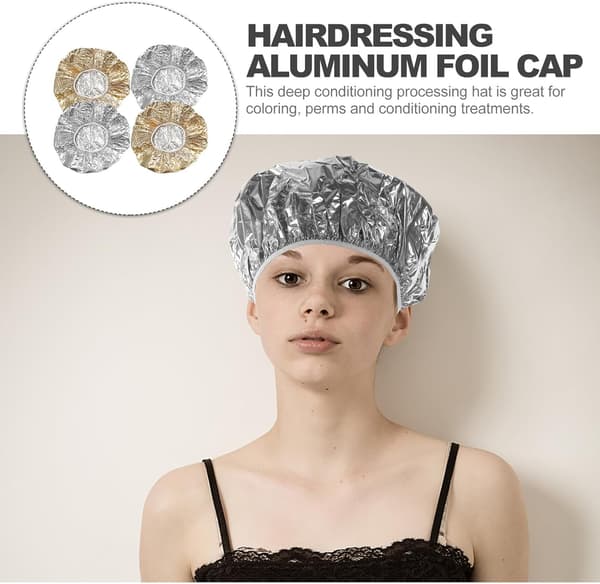Hårfärgningsmössor för djupkonditionering 4-pack elastiska folievärmemössor i aluminium
