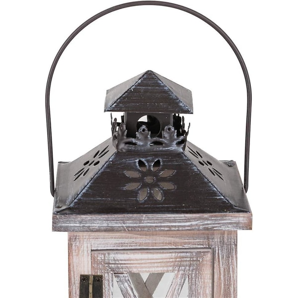 Puinen lyhty Vintage kynttilänjalka Koristeellinen kynttilälyhty maalaismaiseen hääkeskukseen