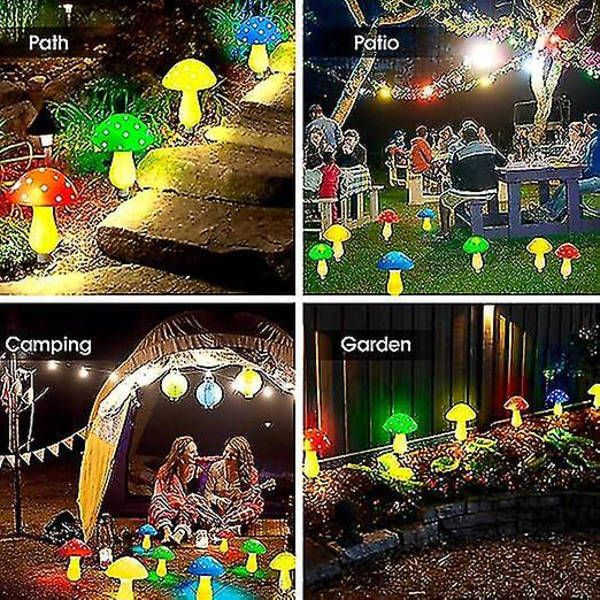 Set med 8 svampdrivna solcellsdrivna lampor för utomhusbruk, vattentäta Solar 8 lights