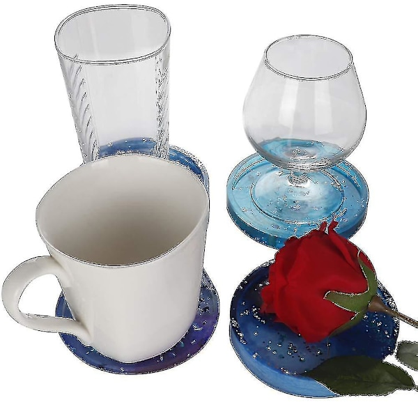 4 kpl Suuret DIY Pyöreät Aluslautan Silikonimuotti, Halkaisija 3,94 tuumaa/10 cm