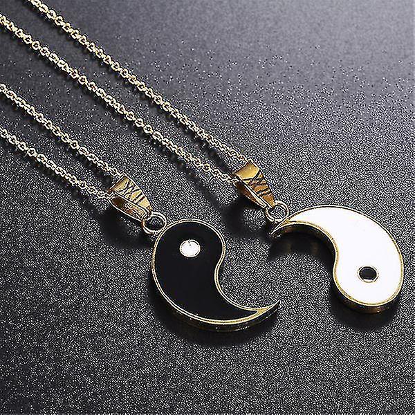 2 stk Yin og Yang anheng puslespill halskjede bursdagsgaver