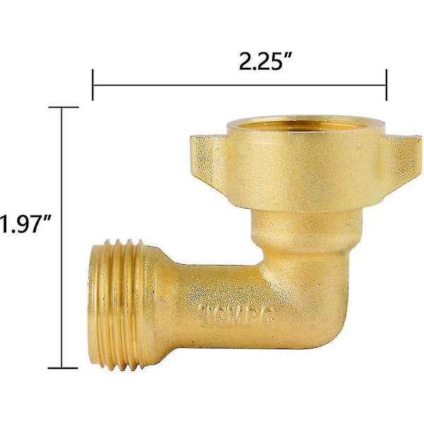 Trädgårdsslangkoppling 90 Grader Mässing Trädgårdsslangarmbåge Solid Mässingadapter (2 st) + Extra 4 Tryckbrickor