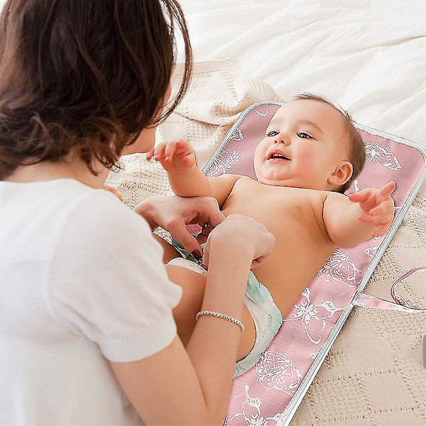 Baby Portable Skiftpude, Bleiepose, Rejseunderlag Butterfly