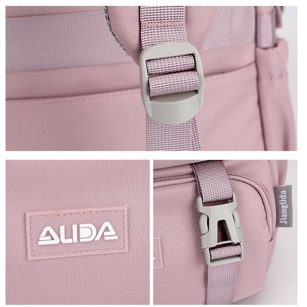 Multifickskola Ryggsäck Nylon Dagryggsäck Casual Ryggsäck För Tonåringar Ungdom Pink