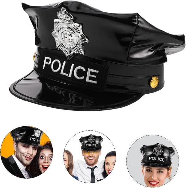 Polis Cosplay Hatt PU Material Scenföreställning Tillbehör