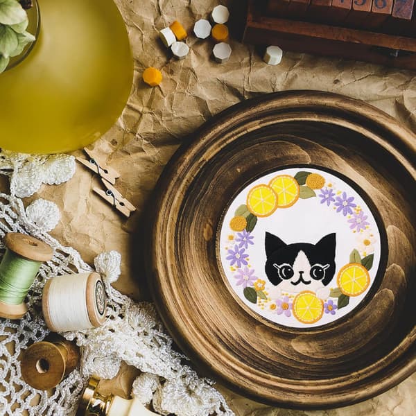 Katt broderisett Nybegynner DIY Håndbroderisett Bomullsmateriale