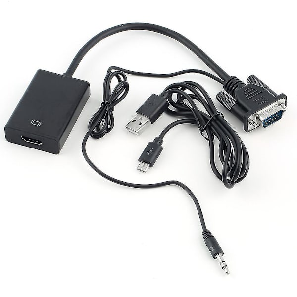 VGA Hann til HDMI Hunn Lyd TV HDTV Videokabel Konverter