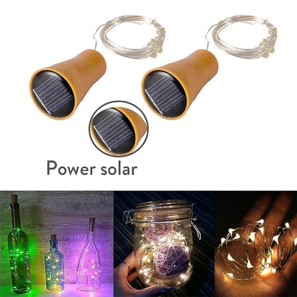 Solcellsflaskkork Strängljus Vin Koppar 2m 20leds