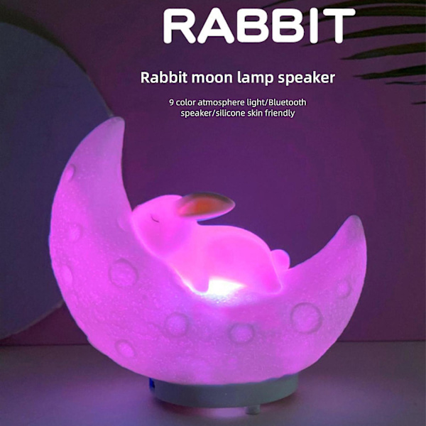 Atmosfär Kanin Måne Högtalare LED-lampor RGB Nattlampa
