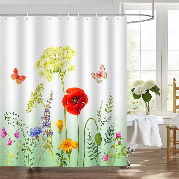 Bruseforhæng 180 X 180cm Have Blomster Butterfly Bruseforhæng Skimmelresistent Polyesterstof