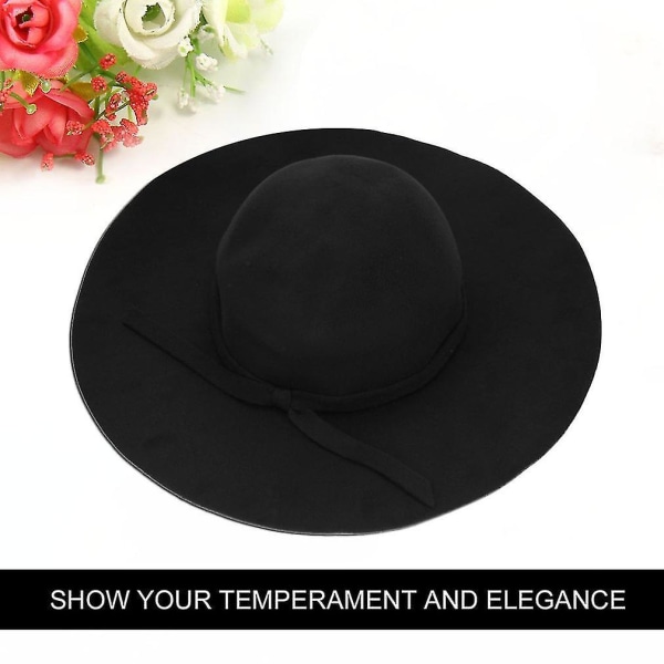 Vintage Kvinder Uld Filt Floppy Bred Skygge Fedora Hat Cap