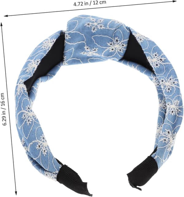 Bred knyttet denimhårbøyle for kvinner Elegant tykt hårtilbehør