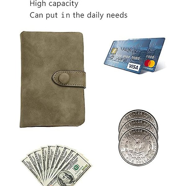 Kvinders Lille Bifold Clutch Pung Slank PU Læder Håndledsrem Håndtaske Damer Lynlås Penge Organiseringsmøntpung Med ID-Kortsvindue