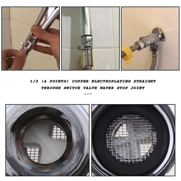 G1/2 vesivirtauksen säätöventtiili suihkupään käsisuihkun vaihtoon (hopea) (2 kpl)