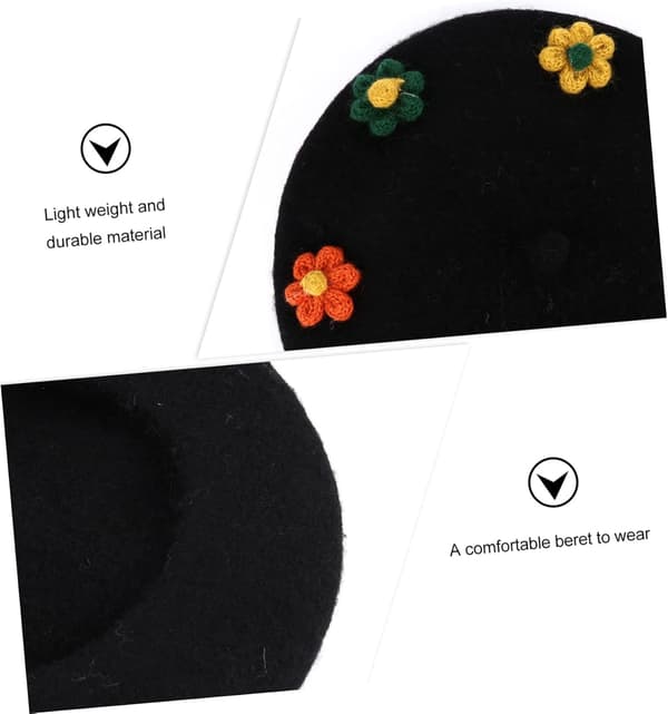 Uldbaret Hat med Blomsterdesign Stilfuld Varm Hat til Forår Efterår og Moderigtigt Børnetilbehør