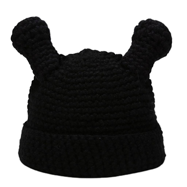 Naisten Talvi Käsityökoukuttu Beanie Hat Kiinteä Piirretty Tentacle Cuffed Skull Cap Black