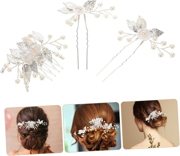 1 set brud hårkam elegant strass imitation pärla håraccessoarer