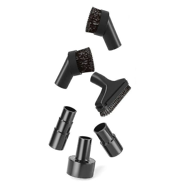 6 stykker Universal vakuumslangeadaptersett, med myke børster, plastvakuumslangekobling