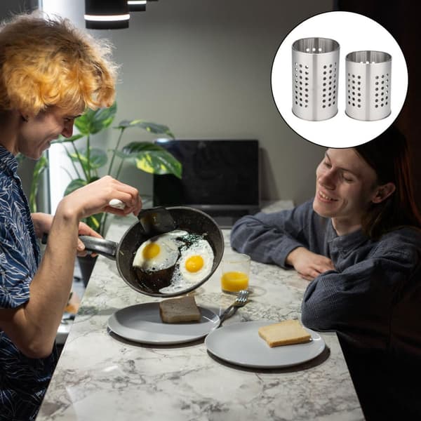 2 stk. bestikholder i rustfrit stål med rustfri multifunktionel opbevaring