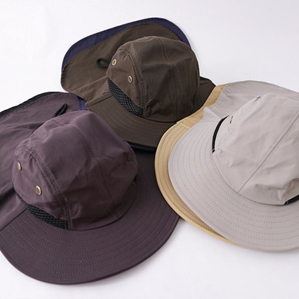 Fiskerihat Solhat Foldbar UV-Beskyttelse Bred Skygge Halsklap Fiskerihat Til Sommer Vandreture Strandfiskeri Khaki